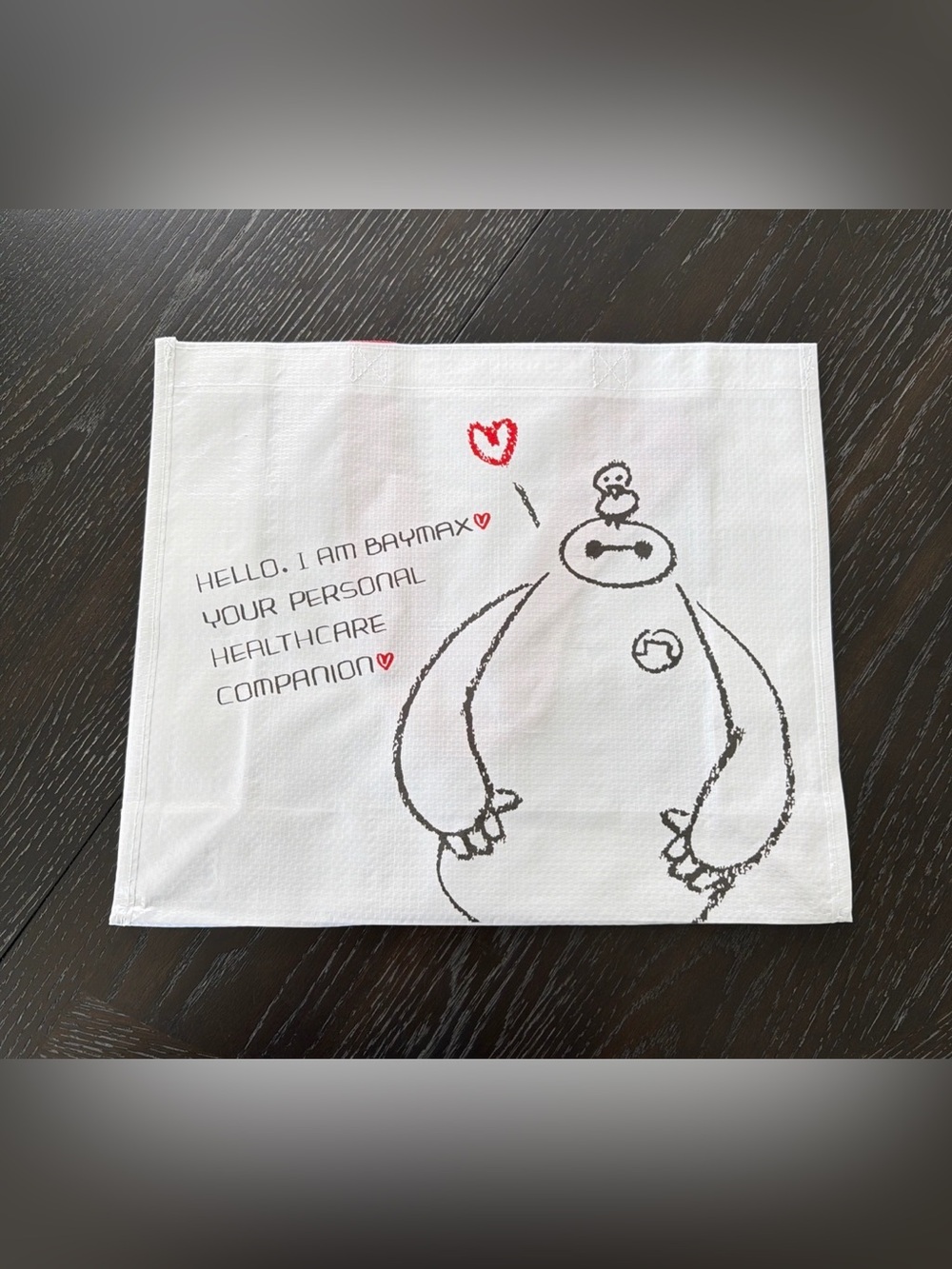 Disney Big Hero Six White Shoulder Bag with Baymax Sketch and Red Heart Accents